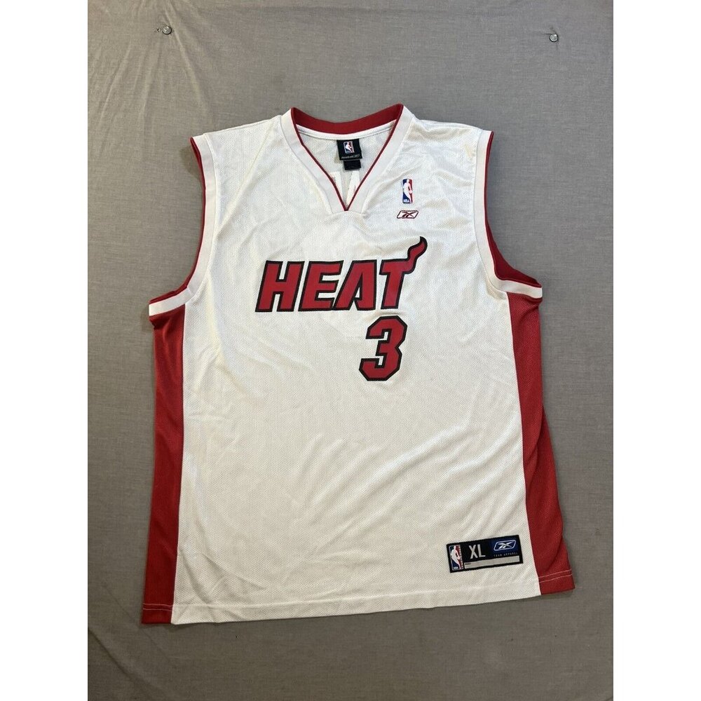Miami Heat Dwyane Wade NBA Reebok Jersey Mens Large White Pullover Authentic.